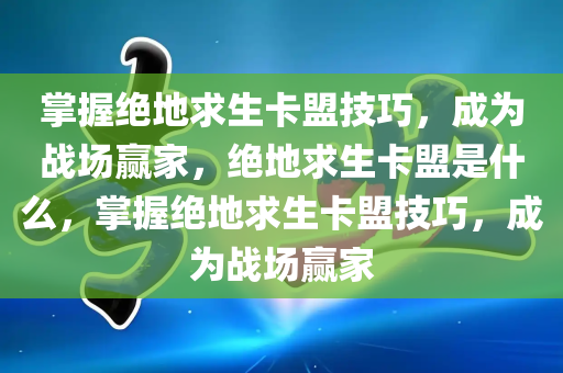 掌握绝地求生卡盟技巧，成为战场赢家，绝地求生卡盟是什么，掌握绝地求生卡盟技巧，成为战场赢家