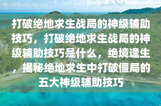 打破绝地求生战局的神级辅助技巧，打破绝地求生战局的神级辅助技巧是什么，绝境逢生，揭秘绝地求生中打破僵局的五大神级辅助技巧