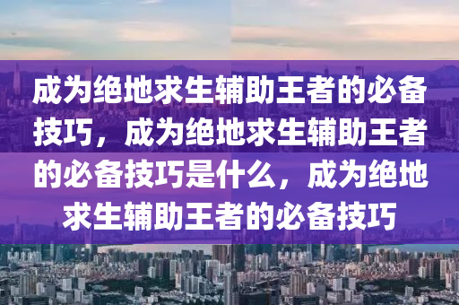 成为绝地求生辅助王者的必备技巧，成为绝地求生辅助王者的必备技巧是什么，成为绝地求生辅助王者的必备技巧