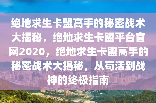 绝地求生卡盟高手的秘密战术大揭秘，绝地求生卡盟平台官网2020，绝地求生卡盟高手的秘密战术大揭秘，从苟活到战神的终极指南