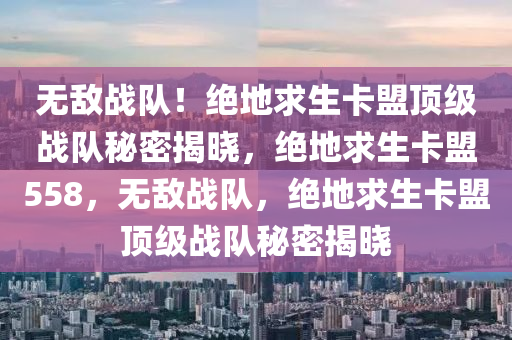 无敌战队！绝地求生卡盟顶级战队秘密揭晓，绝地求生卡盟558，无敌战队，绝地求生卡盟顶级战队秘密揭晓