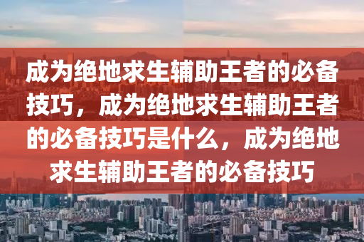 成为绝地求生辅助王者的必备技巧，成为绝地求生辅助王者的必备技巧是什么，成为绝地求生辅助王者的必备技巧