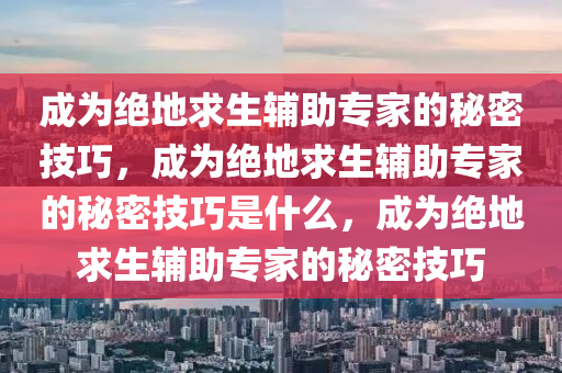 成为绝地求生辅助专家的秘密技巧，成为绝地求生辅助专家的秘密技巧是什么，成为绝地求生辅助专家的秘密技巧