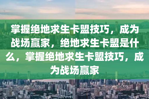 掌握绝地求生卡盟技巧，成为战场赢家，绝地求生卡盟是什么，掌握绝地求生卡盟技巧，成为战场赢家