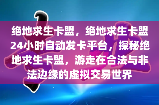 绝地求生卡盟，绝地求生卡盟24小时自动发卡平台，探秘绝地求生卡盟，游走在合法与非法边缘的虚拟交易世界