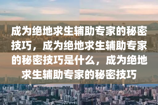 成为绝地求生辅助专家的秘密技巧，成为绝地求生辅助专家的秘密技巧是什么，成为绝地求生辅助专家的秘密技巧