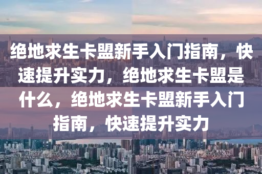 绝地求生卡盟新手入门指南，快速提升实力，绝地求生卡盟是什么，绝地求生卡盟新手入门指南，快速提升实力