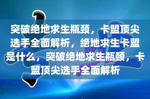 突破绝地求生瓶颈，卡盟顶尖选手全面解析，绝地求生卡盟是什么，突破绝地求生瓶颈，卡盟顶尖选手全面解析