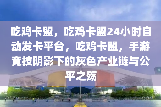 吃鸡卡盟，吃鸡卡盟24小时自动发卡平台，吃鸡卡盟，手游竞技阴影下的灰色产业链与公平之殇