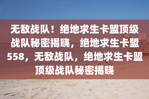 无敌战队！绝地求生卡盟顶级战队秘密揭晓，绝地求生卡盟558，无敌战队，绝地求生卡盟顶级战队秘密揭晓