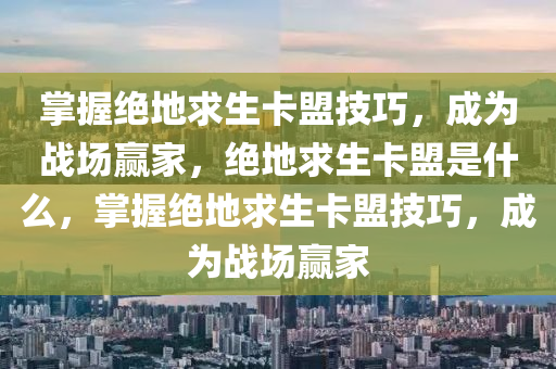 掌握绝地求生卡盟技巧，成为战场赢家，绝地求生卡盟是什么，掌握绝地求生卡盟技巧，成为战场赢家