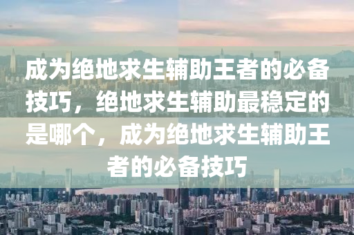 成为绝地求生辅助王者的必备技巧，绝地求生辅助最稳定的是哪个，成为绝地求生辅助王者的必备技巧