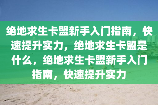 绝地求生卡盟新手入门指南，快速提升实力，绝地求生卡盟是什么，绝地求生卡盟新手入门指南，快速提升实力
