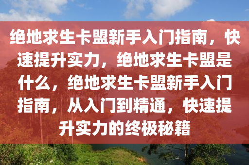 绝地求生卡盟新手入门指南，快速提升实力，绝地求生卡盟是什么，绝地求生卡盟新手入门指南，从入门到精通，快速提升实力的终极秘籍