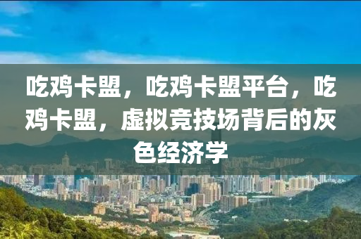 吃鸡卡盟，吃鸡卡盟平台，吃鸡卡盟，虚拟竞技场背后的灰色经济学
