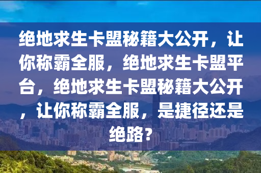 绝地求生卡盟秘籍大公开，让你称霸全服，绝地求生卡盟平台，绝地求生卡盟秘籍大公开，让你称霸全服，是捷径还是绝路？