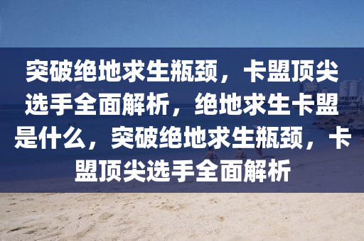 突破绝地求生瓶颈，卡盟顶尖选手全面解析，绝地求生卡盟是什么，突破绝地求生瓶颈，卡盟顶尖选手全面解析