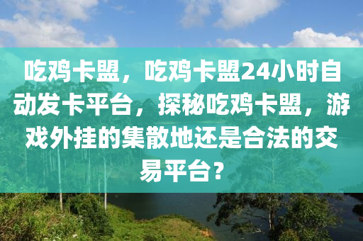 吃鸡卡盟，吃鸡卡盟24小时自动发卡平台，探秘吃鸡卡盟，游戏外挂的集散地还是合法的交易平台？