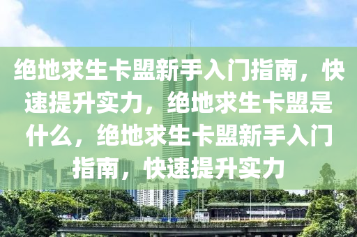 绝地求生卡盟新手入门指南，快速提升实力，绝地求生卡盟是什么，绝地求生卡盟新手入门指南，快速提升实力