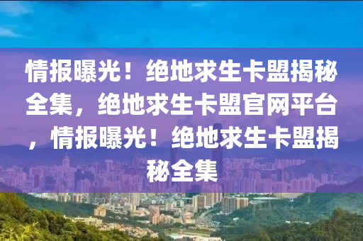 情报曝光！绝地求生卡盟揭秘全集，绝地求生卡盟官网平台，情报曝光！绝地求生卡盟揭秘全集