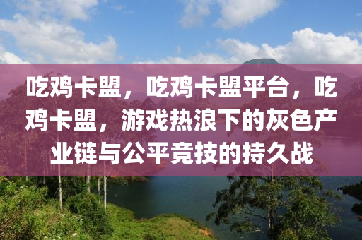 吃鸡卡盟，吃鸡卡盟平台，吃鸡卡盟，游戏热浪下的灰色产业链与公平竞技的持久战