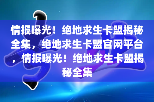 情报曝光！绝地求生卡盟揭秘全集，绝地求生卡盟官网平台，情报曝光！绝地求生卡盟揭秘全集