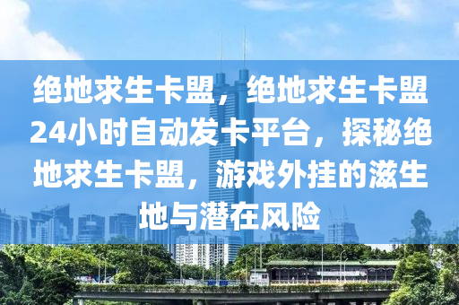 绝地求生卡盟，绝地求生卡盟24小时自动发卡平台，探秘绝地求生卡盟，游戏外挂的滋生地与潜在风险