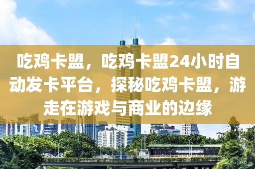 吃鸡卡盟，吃鸡卡盟24小时自动发卡平台，探秘吃鸡卡盟，游走在游戏与商业的边缘