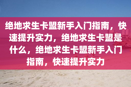 绝地求生卡盟新手入门指南，快速提升实力，绝地求生卡盟是什么，绝地求生卡盟新手入门指南，快速提升实力