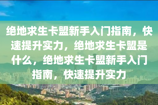 绝地求生卡盟新手入门指南，快速提升实力，绝地求生卡盟是什么，绝地求生卡盟新手入门指南，快速提升实力