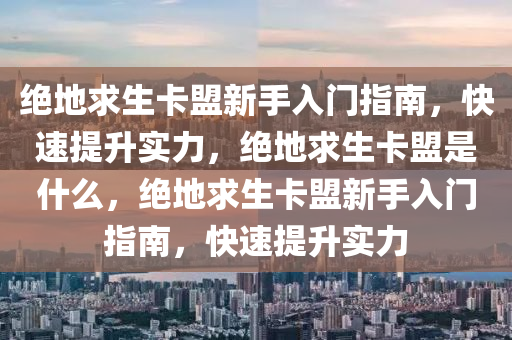 绝地求生卡盟新手入门指南，快速提升实力，绝地求生卡盟是什么，绝地求生卡盟新手入门指南，快速提升实力