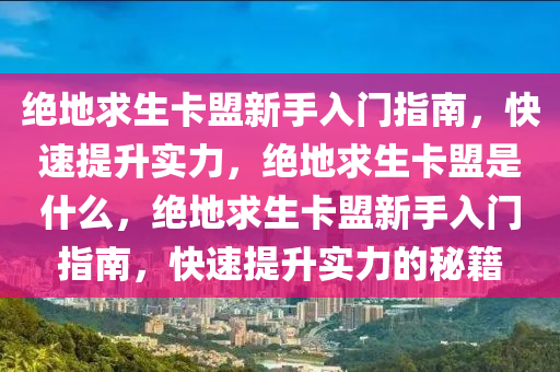 绝地求生卡盟新手入门指南，快速提升实力，绝地求生卡盟是什么，绝地求生卡盟新手入门指南，快速提升实力的秘籍