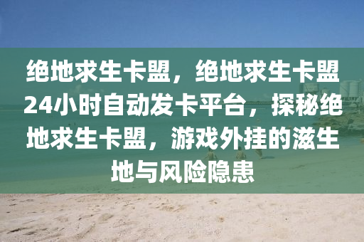 绝地求生卡盟，绝地求生卡盟24小时自动发卡平台，探秘绝地求生卡盟，游戏外挂的滋生地与风险隐患