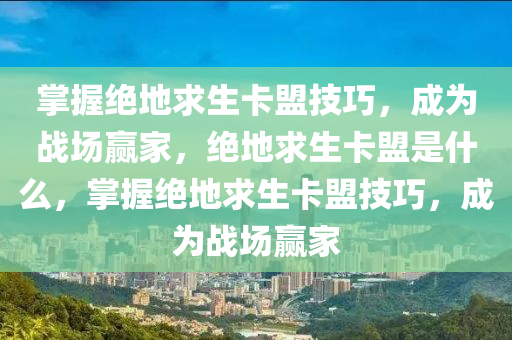 掌握绝地求生卡盟技巧，成为战场赢家，绝地求生卡盟是什么，掌握绝地求生卡盟技巧，成为战场赢家