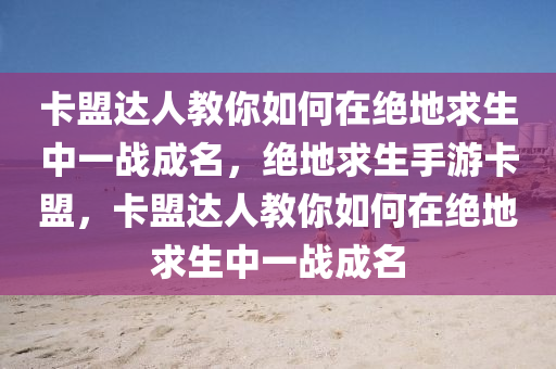 卡盟达人教你如何在绝地求生中一战成名，绝地求生手游卡盟，卡盟达人教你如何在绝地求生中一战成名