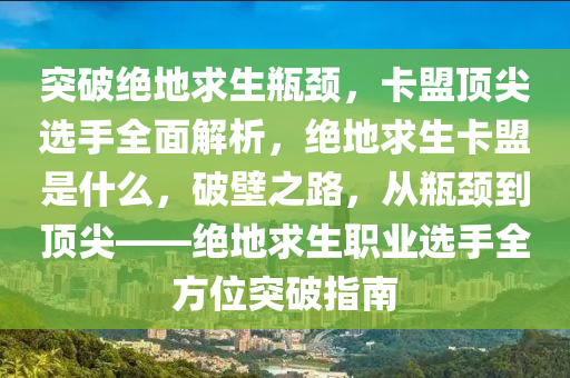 突破绝地求生瓶颈，卡盟顶尖选手全面解析，绝地求生卡盟是什么，破壁之路，从瓶颈到顶尖——绝地求生职业选手全方位突破指南