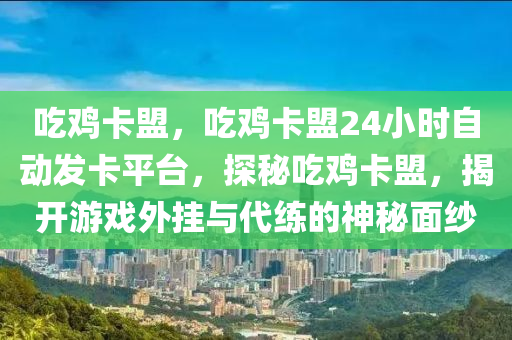 吃鸡卡盟，吃鸡卡盟24小时自动发卡平台，探秘吃鸡卡盟，揭开游戏外挂与代练的神秘面纱