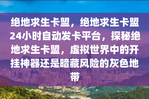 绝地求生卡盟，绝地求生卡盟24小时自动发卡平台，探秘绝地求生卡盟，虚拟世界中的开挂神器还是暗藏风险的灰色地带