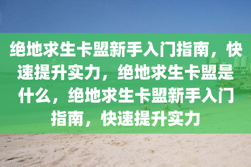 绝地求生卡盟新手入门指南，快速提升实力，绝地求生卡盟是什么，绝地求生卡盟新手入门指南，快速提升实力