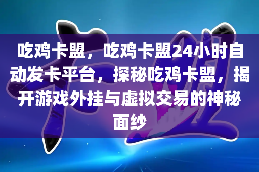 吃鸡卡盟，吃鸡卡盟24小时自动发卡平台，探秘吃鸡卡盟，揭开游戏外挂与虚拟交易的神秘面纱