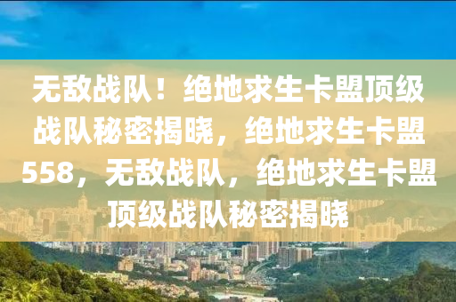 无敌战队！绝地求生卡盟顶级战队秘密揭晓，绝地求生卡盟558，无敌战队，绝地求生卡盟顶级战队秘密揭晓