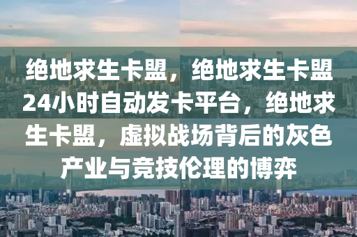 绝地求生卡盟，绝地求生卡盟24小时自动发卡平台，绝地求生卡盟，虚拟战场背后的灰色产业与竞技伦理的博弈