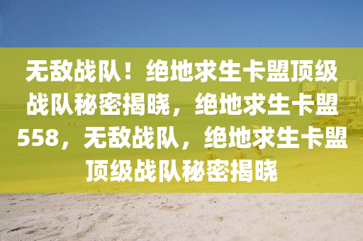 无敌战队！绝地求生卡盟顶级战队秘密揭晓，绝地求生卡盟558，无敌战队，绝地求生卡盟顶级战队秘密揭晓