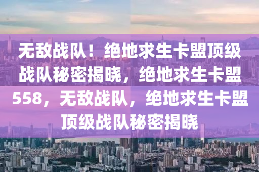 无敌战队！绝地求生卡盟顶级战队秘密揭晓，绝地求生卡盟558，无敌战队，绝地求生卡盟顶级战队秘密揭晓