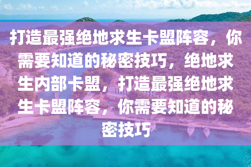 打造最强绝地求生卡盟阵容，你需要知道的秘密技巧，绝地求生内部卡盟，打造最强绝地求生卡盟阵容，你需要知道的秘密技巧
