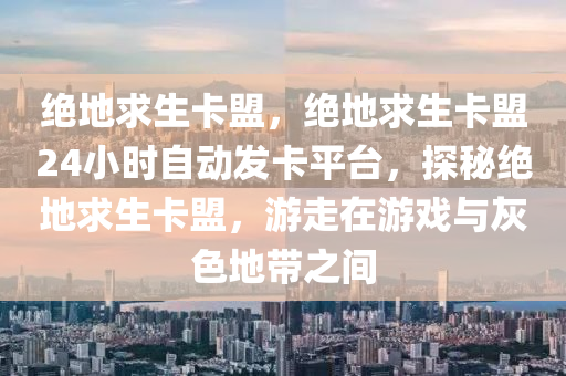 绝地求生卡盟，绝地求生卡盟24小时自动发卡平台，探秘绝地求生卡盟，游走在游戏与灰色地带之间