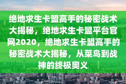 绝地求生卡盟高手的秘密战术大揭秘，绝地求生卡盟平台官网2020，绝地求生卡盟高手的秘密战术大揭秘，从菜鸟到战神的终极奥义