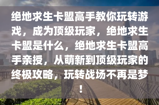 绝地求生卡盟高手教你玩转游戏，成为顶级玩家，绝地求生卡盟是什么，绝地求生卡盟高手亲授，从萌新到顶级玩家的终极攻略，玩转战场不再是梦！