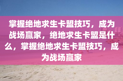 掌握绝地求生卡盟技巧，成为战场赢家，绝地求生卡盟是什么，掌握绝地求生卡盟技巧，成为战场赢家