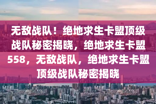 无敌战队！绝地求生卡盟顶级战队秘密揭晓，绝地求生卡盟558，无敌战队，绝地求生卡盟顶级战队秘密揭晓